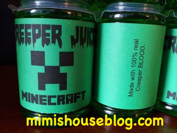 halloween minecraft drinks labels 2014 - creeper juice party-f04965